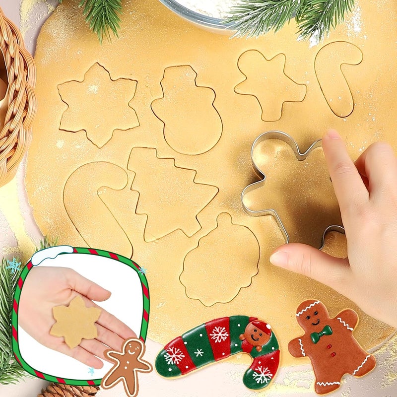 BakingWorld Christmas Cookie Cutters - 18 Pcs Holiday Cookie Cutter Set - Santa Face, Christmas Tree, Snowflake, Gingerbread Men, Snowman and Candy Cane Shapes Cookie Molds for Winter Holiday DIY Baking - Image 5
